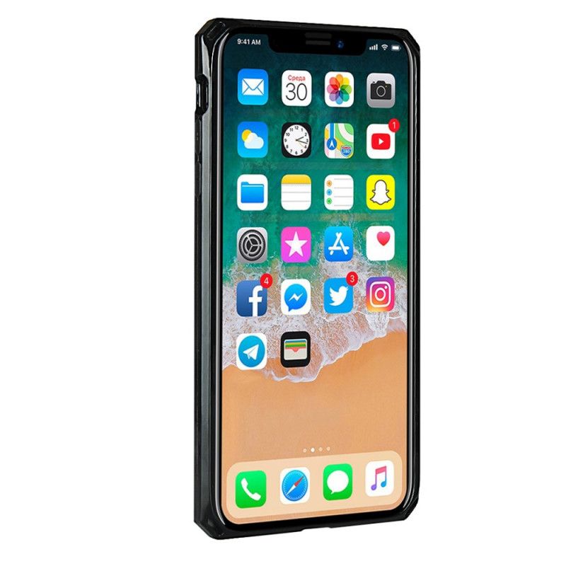 Etui iPhone X Czerwony Czarny Pasek I Smycz Z Prawdziwej Skóry Etui Ochronne