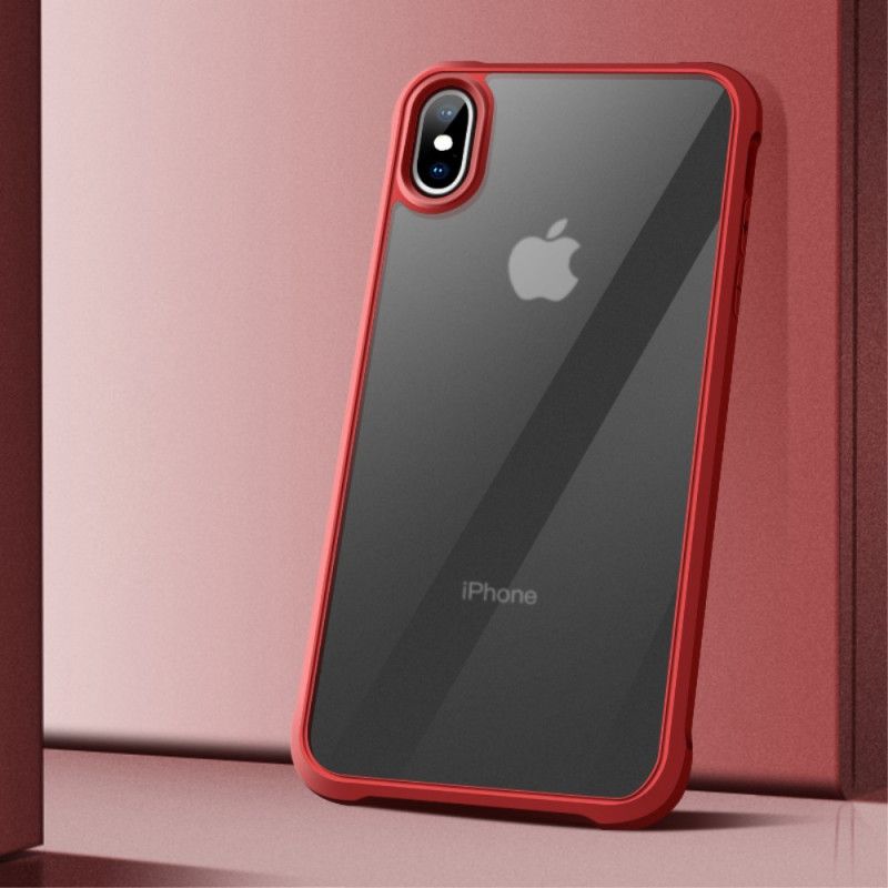 Etui iPhone X Czerwony Czarny Przezroczyste Poduszki Ochronne Leeu Etui Ochronne