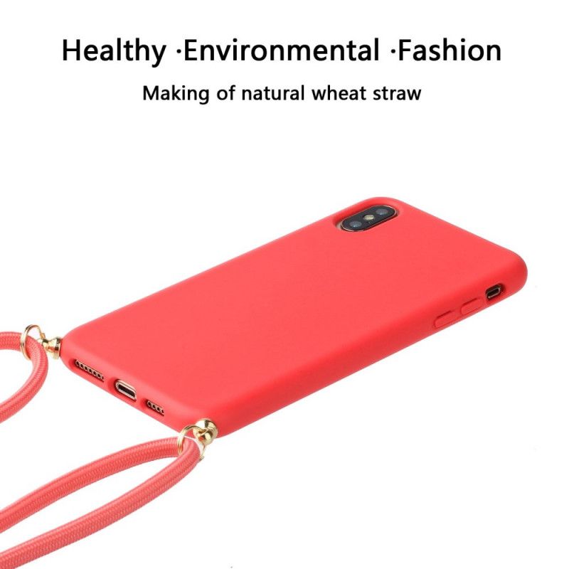 Etui iPhone X Czerwony Czarny Silikon Z Kolorowym Sznurkiem Etui Ochronne