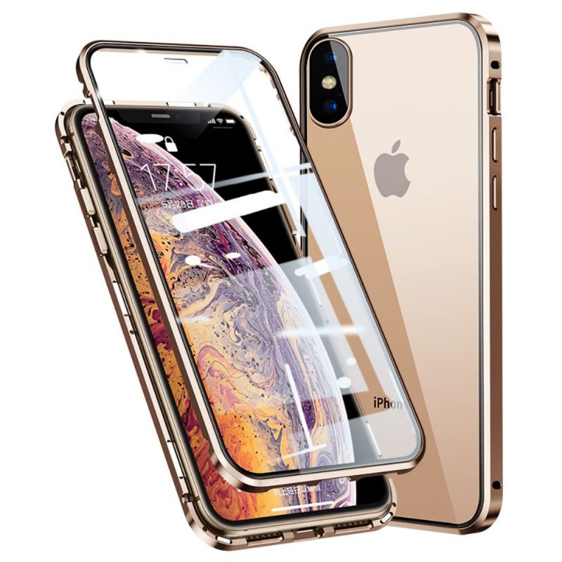 Etui iPhone X Czerwony Czarny Szkło Hartowane Przednie I Tylne