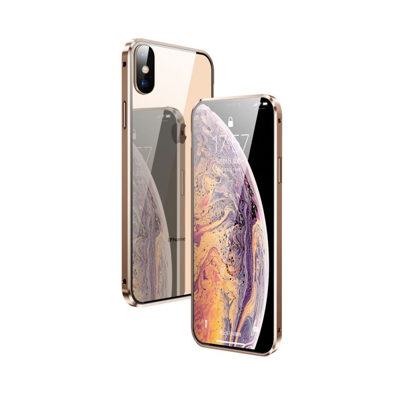 Etui iPhone X Czerwony Czarny Szkło Hartowane Przednie I Tylne