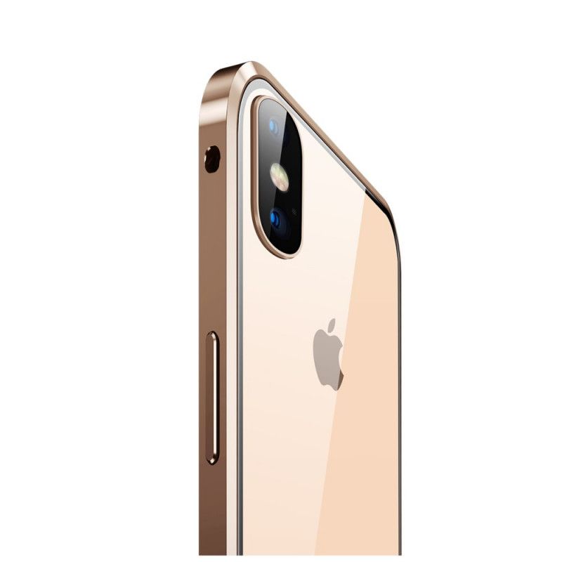 Etui iPhone X Czerwony Czarny Szkło Hartowane Przednie I Tylne