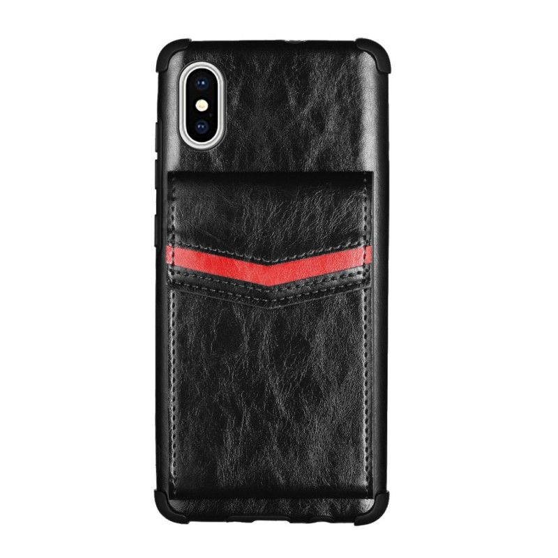 Etui iPhone X Czerwony Czarny Uchwyt Na Karty Z Klapką