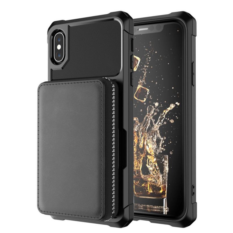 Etui iPhone X Czerwony Czarny Wielofunkcyjny Portfel