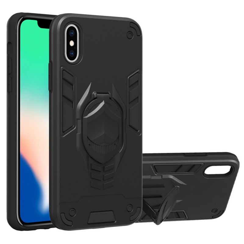 Etui iPhone X Czerwony Czarny Zdejmowana Zbroja Z Uchwytem Na Pierścień Etui Ochronne