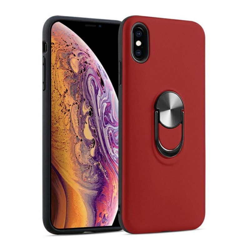 Etui iPhone X Czerwony Czarny Zdejmowany Z Pierścieniem Podtrzymującym