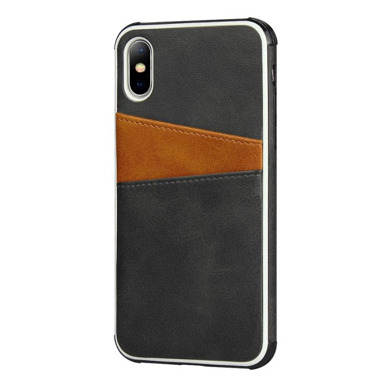 Etui iPhone X Czerwony Dwukolorowy Podwójny Uchwyt Na Karty