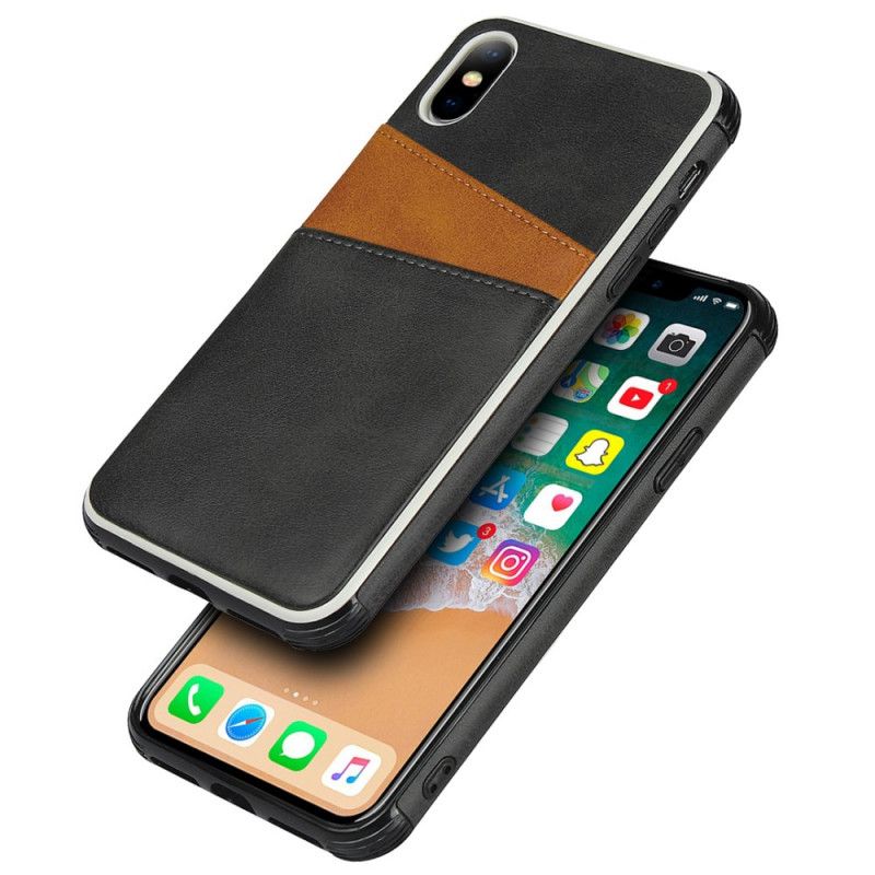 Etui iPhone X Czerwony Dwukolorowy Podwójny Uchwyt Na Karty