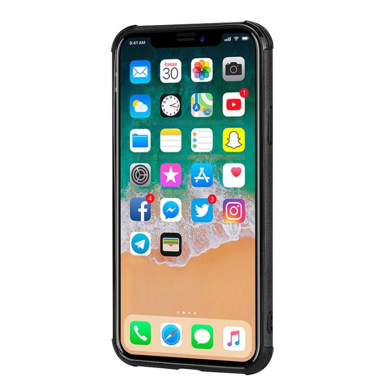 Etui iPhone X Czerwony Dwukolorowy Podwójny Uchwyt Na Karty