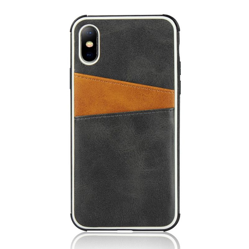 Etui iPhone X Czerwony Dwukolorowy Podwójny Uchwyt Na Karty