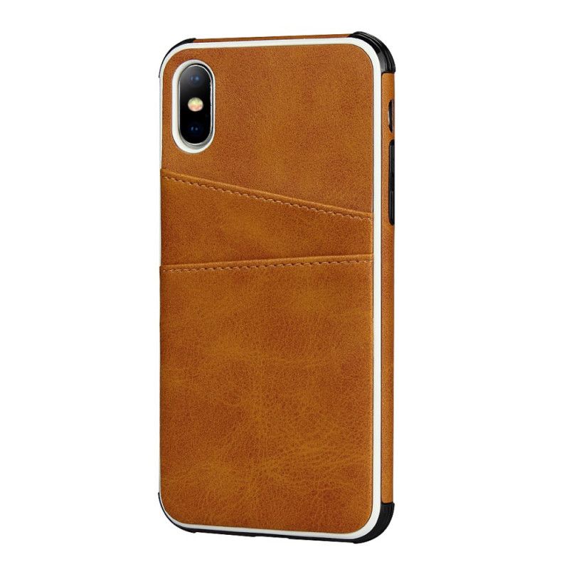 Etui iPhone X Granatowy Czarny Monochromatyczny Podwójny Uchwyt Na Karty