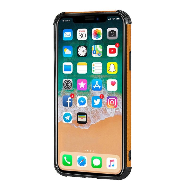 Etui iPhone X Granatowy Czarny Monochromatyczny Podwójny Uchwyt Na Karty