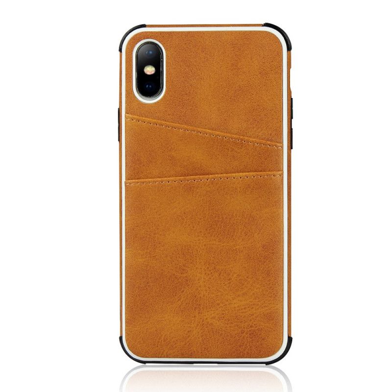 Etui iPhone X Granatowy Czarny Monochromatyczny Podwójny Uchwyt Na Karty