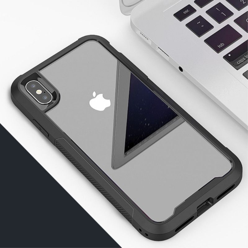 Etui iPhone X Jasnoniebieski Czarny Przezroczyste Hybrydowe Krawędzie Zderzaków