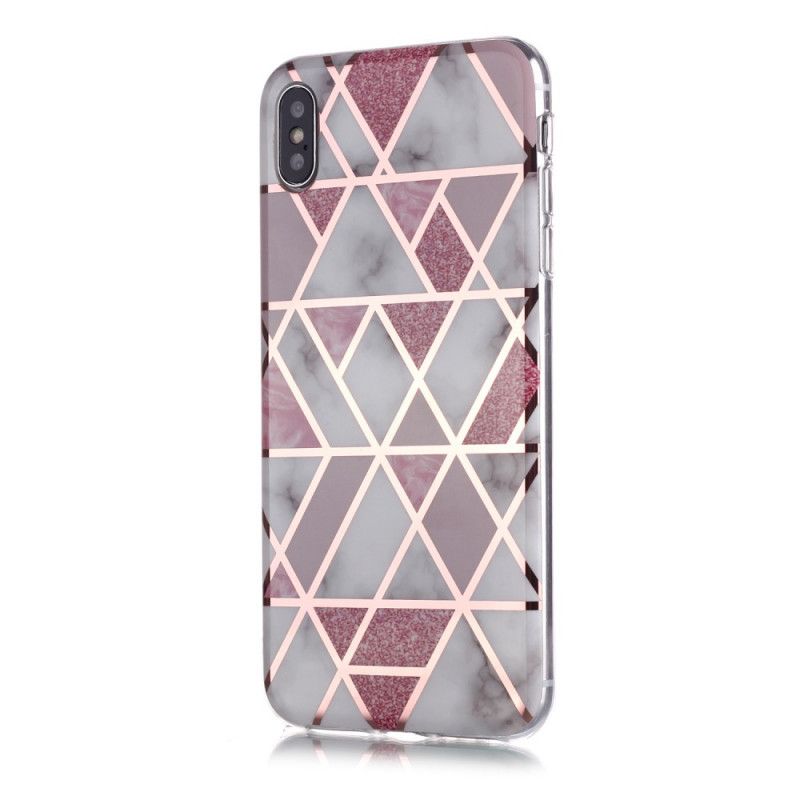 Etui iPhone X Różowy Czarny Marmurowy Wzór Geometryczny Etui Ochronne