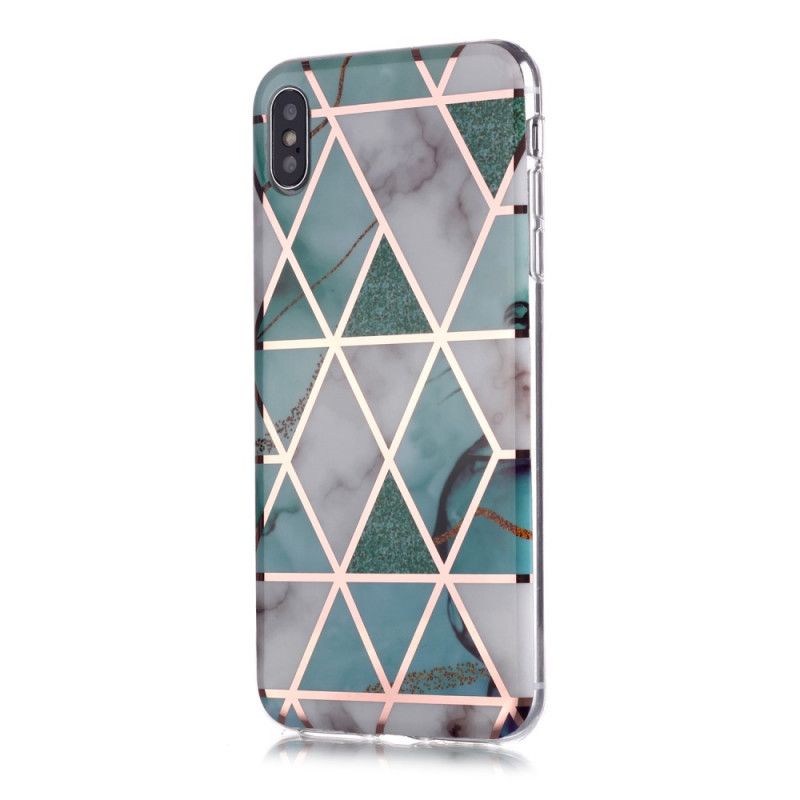 Etui iPhone X Różowy Czarny Marmurowy Wzór Geometryczny Etui Ochronne