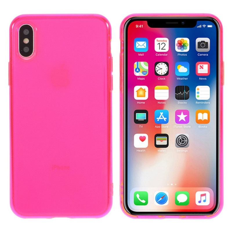 Etui iPhone X Żółty Magenta Kolorowy Przezroczysty Silikon Etui Ochronne