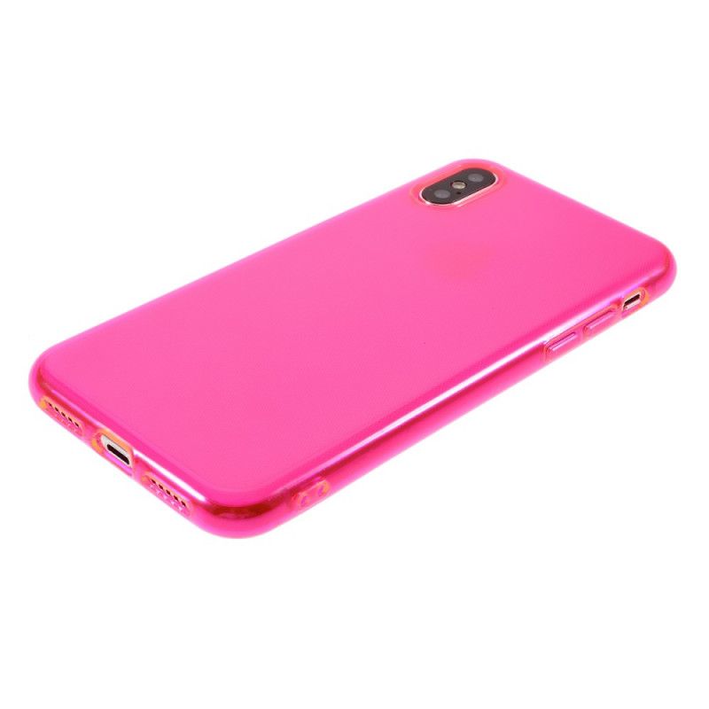 Etui iPhone X Żółty Magenta Kolorowy Przezroczysty Silikon Etui Ochronne