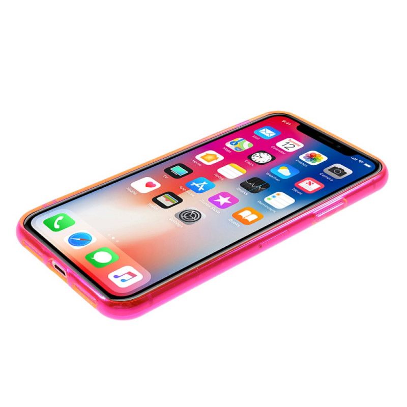 Etui iPhone X Żółty Magenta Kolorowy Przezroczysty Silikon Etui Ochronne