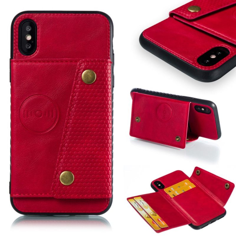 Etui iPhone X Szary Czarny Portfel Zatrzaskowy Etui Ochronne