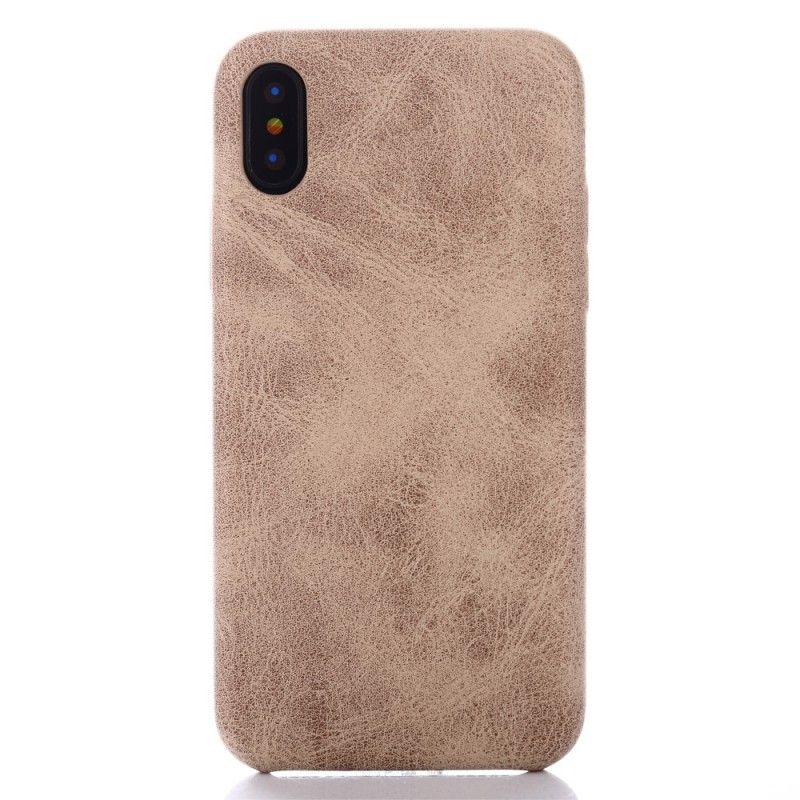 Etui iPhone X Taupe Efekt Skóry Retro