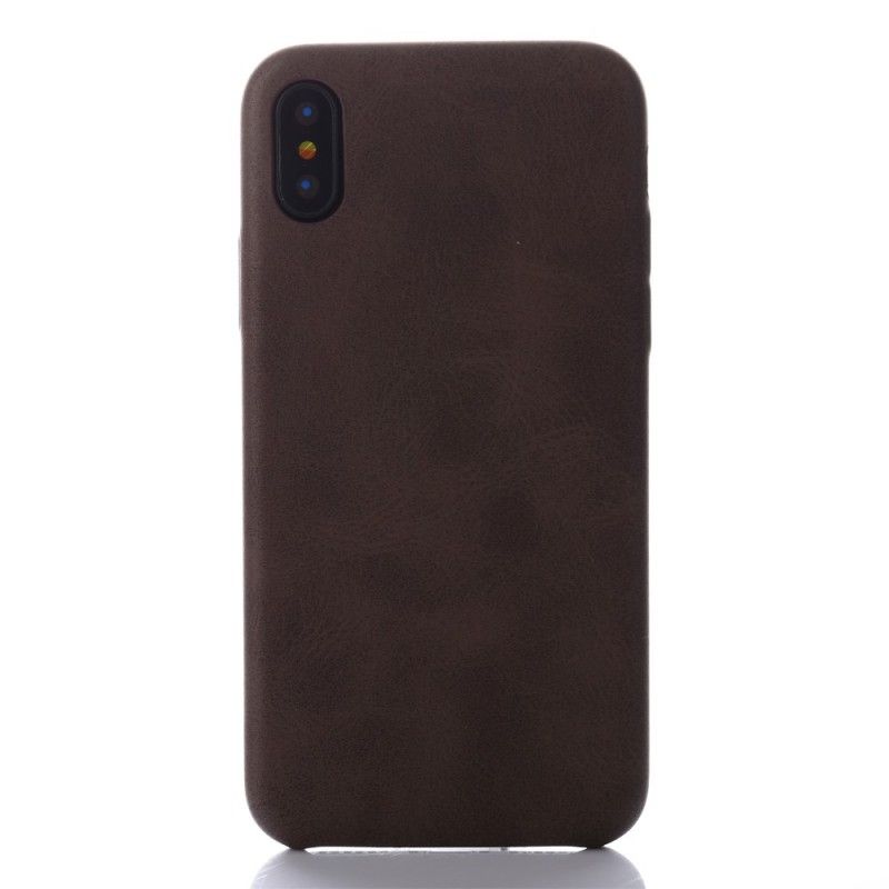 Etui iPhone X Taupe Efekt Skóry Retro