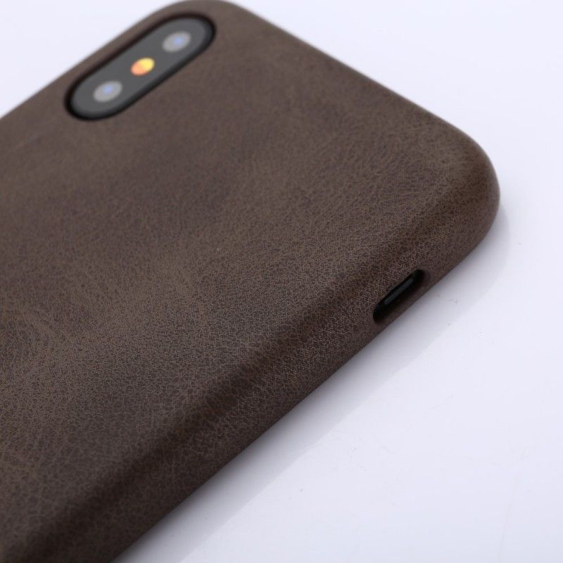 Etui iPhone X Taupe Efekt Skóry Retro