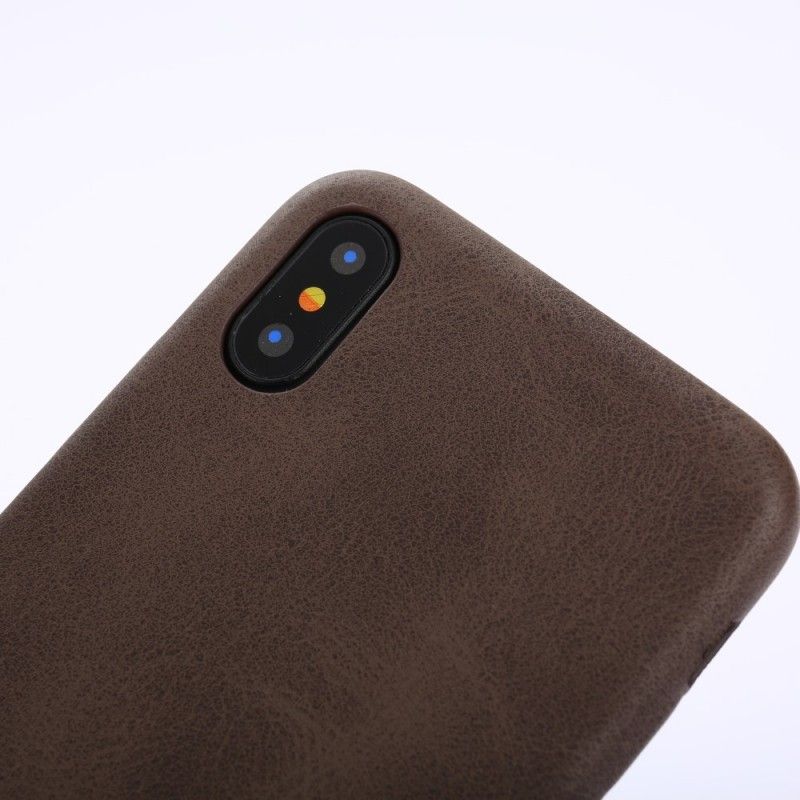 Etui iPhone X Taupe Efekt Skóry Retro