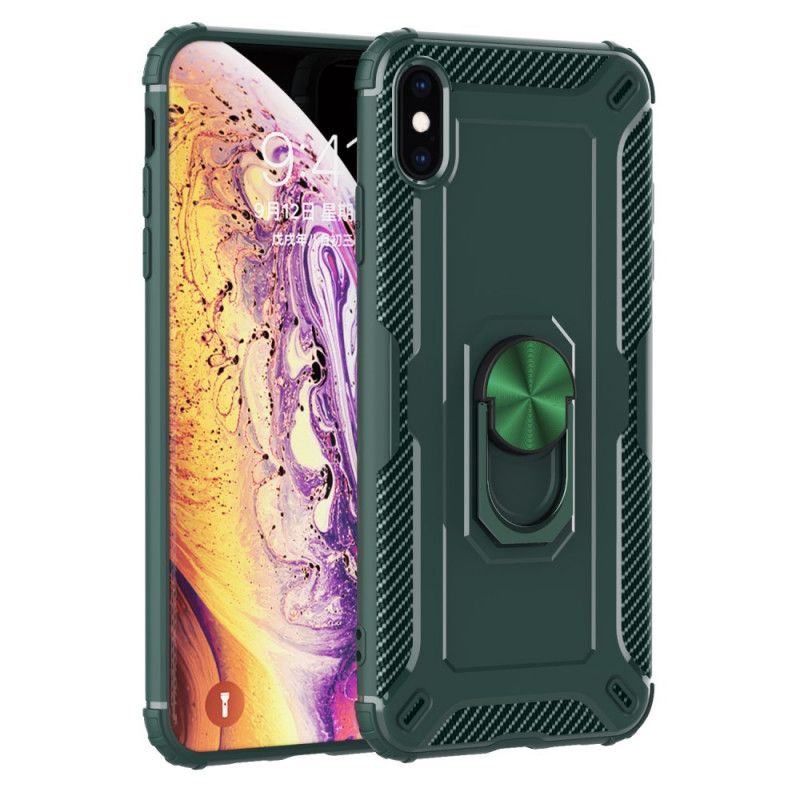 Etui iPhone X Zielony Czarny Silikonowy Uchwyt Na Pierścień