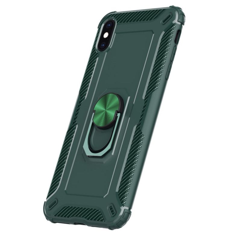 Etui iPhone X Zielony Czarny Silikonowy Uchwyt Na Pierścień