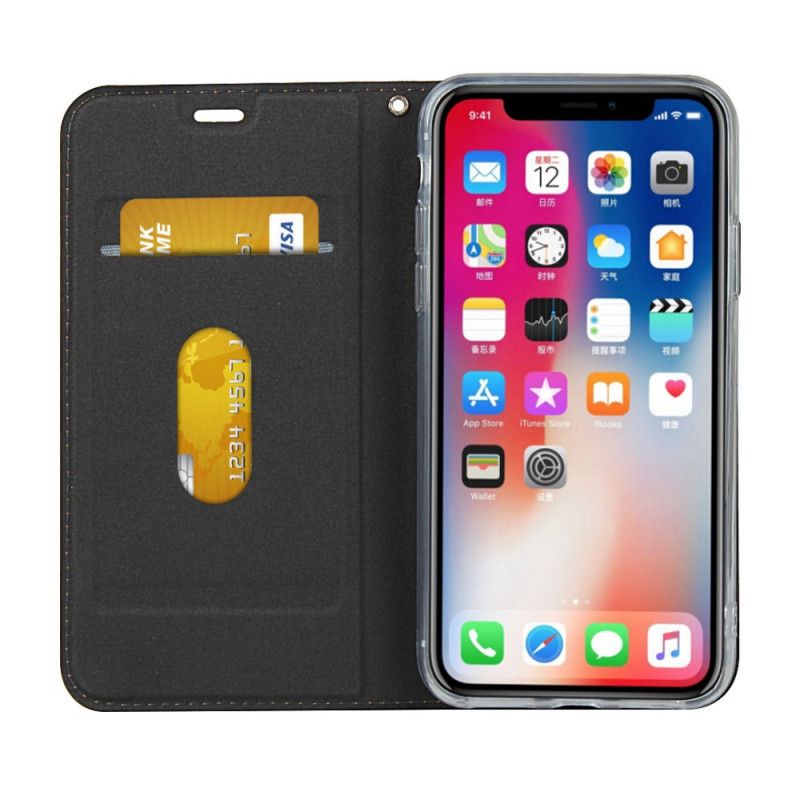 Flip Kotelot iPhone X Czerwony Czarny Etui na Telefon Sztuczna Skóra Z Paskiem