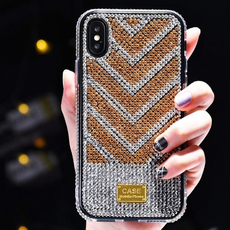 Futerały iPhone X Czerwony Czarny Diamenty