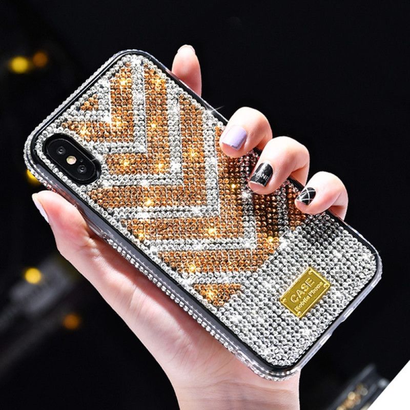 Futerały iPhone X Czerwony Czarny Diamenty