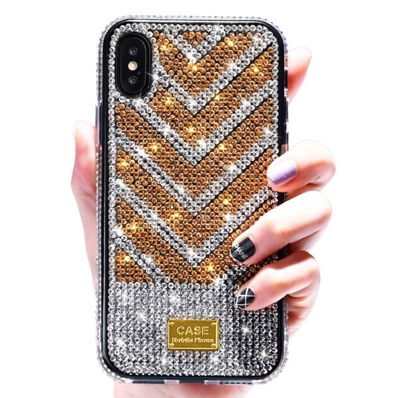 Futerały iPhone X Czerwony Czarny Diamenty