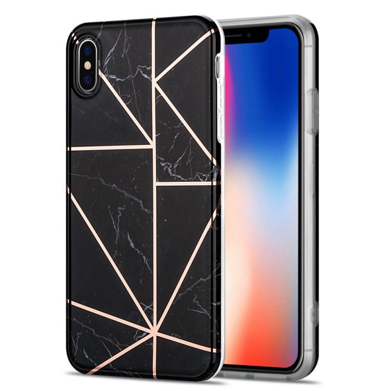 Futerały iPhone X Różowy Czarny Etui na Telefon Krzykliwy Geometryczny Marmur