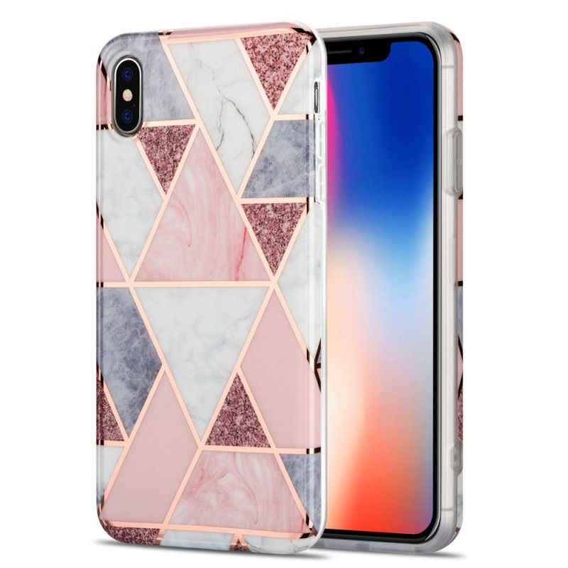 Futerały iPhone X Różowy Czarny Etui na Telefon Krzykliwy Geometryczny Marmur