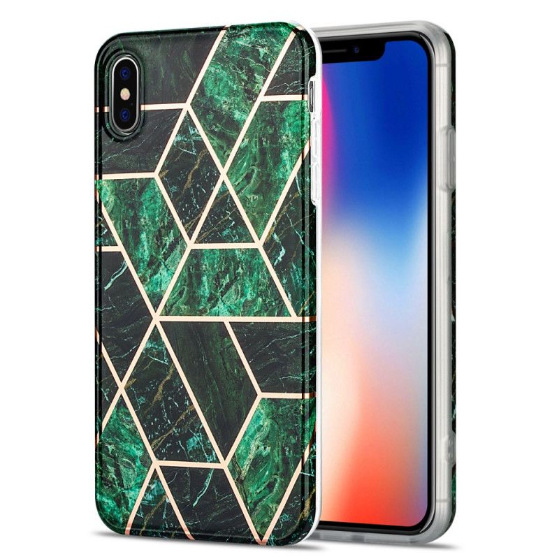 Futerały iPhone X Różowy Czarny Etui na Telefon Krzykliwy Geometryczny Marmur