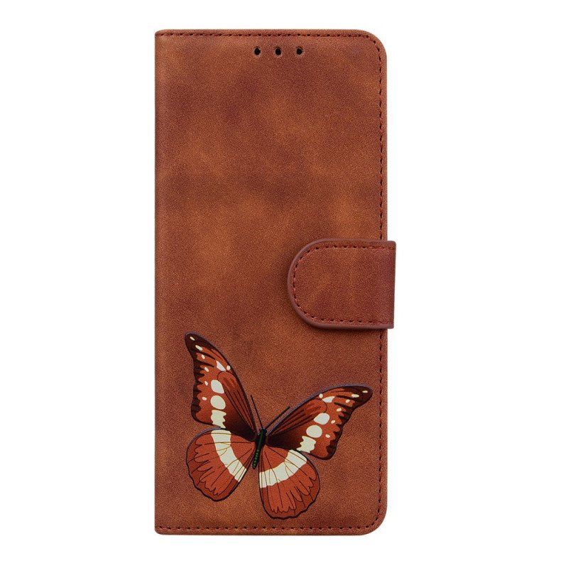 Etui Folio do Xiaomi Redmi Note 11 / 11S Motyl Dotykający Skóry