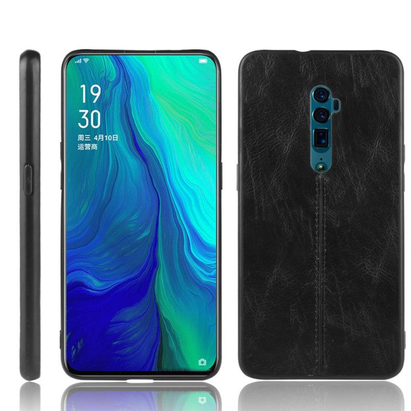 Futerały Oppo Reno 10x Zoom Czerwony Czarny Etui na Telefon Szwy W Stylu Skóry