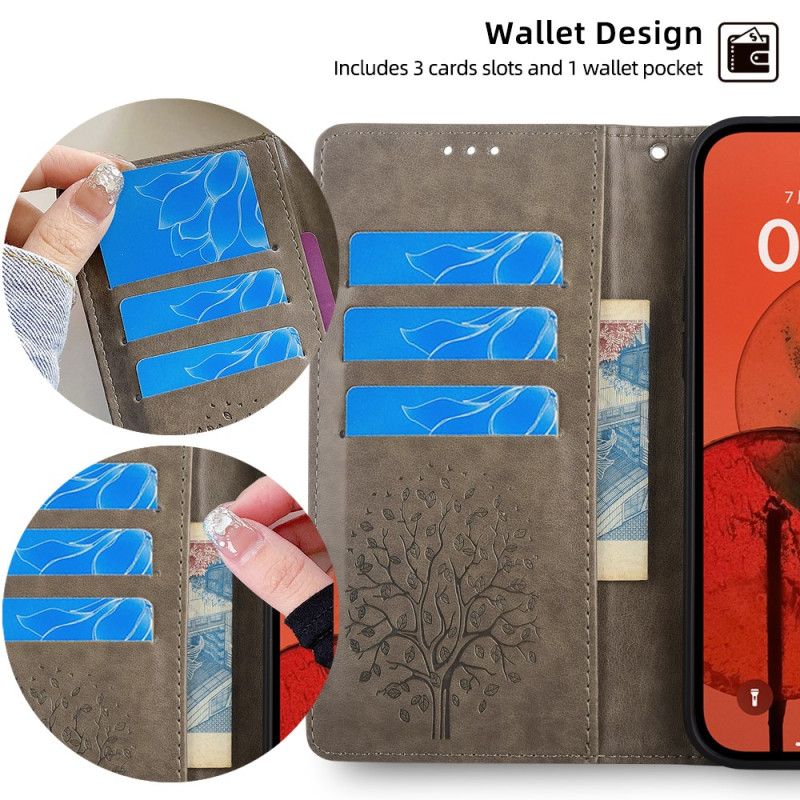 Etui Folio Oneplus 12 5g Jeleń I Drzewo Na Smyczy Etui Ochronne