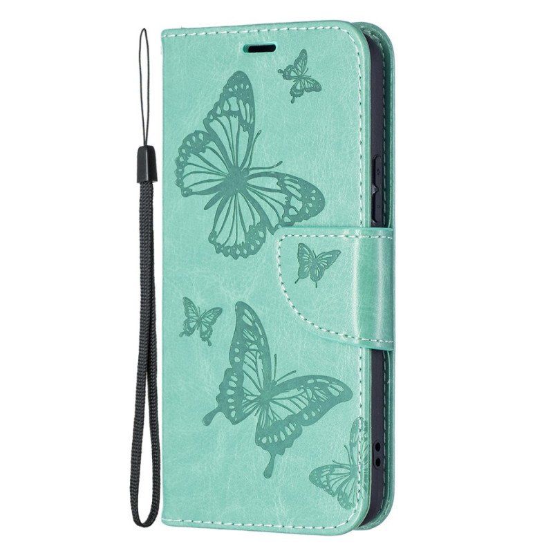 Etui Folio do Samsung Galaxy S22 Plus 5G Motyle W Locie Z Smyczą