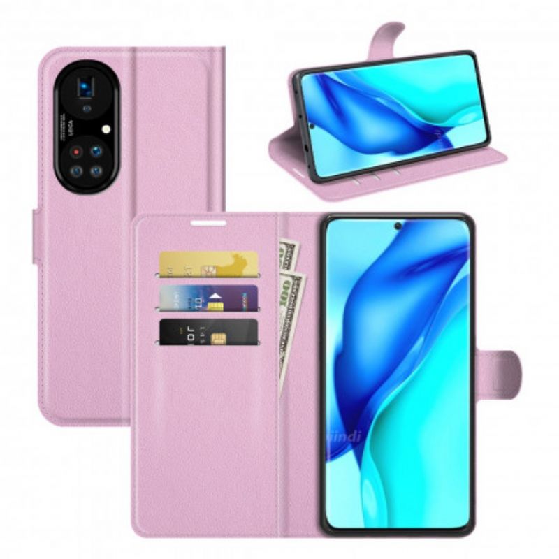 Etui Folio Huawei P50 Pro Klasyczny Skórzany Styl Litchi Etui Ochronne