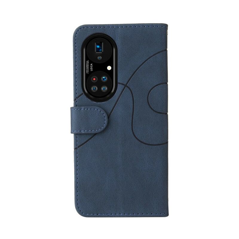 Etui Folio Huawei P50 Pro Sygnatura Dwukolorowa Sztuczna Skóra