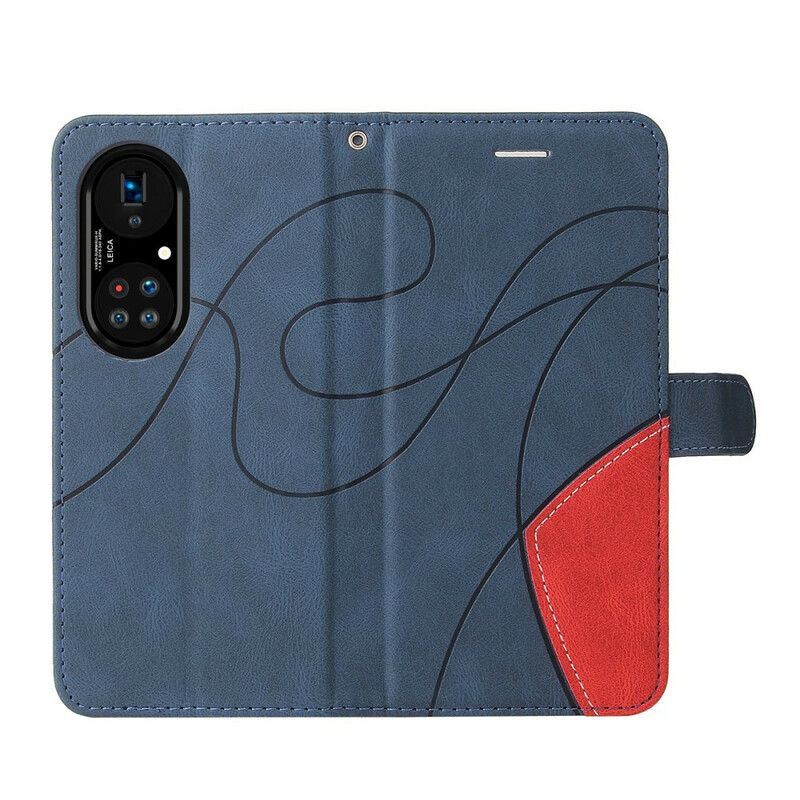 Etui Folio Huawei P50 Pro Sygnatura Dwukolorowa Sztuczna Skóra