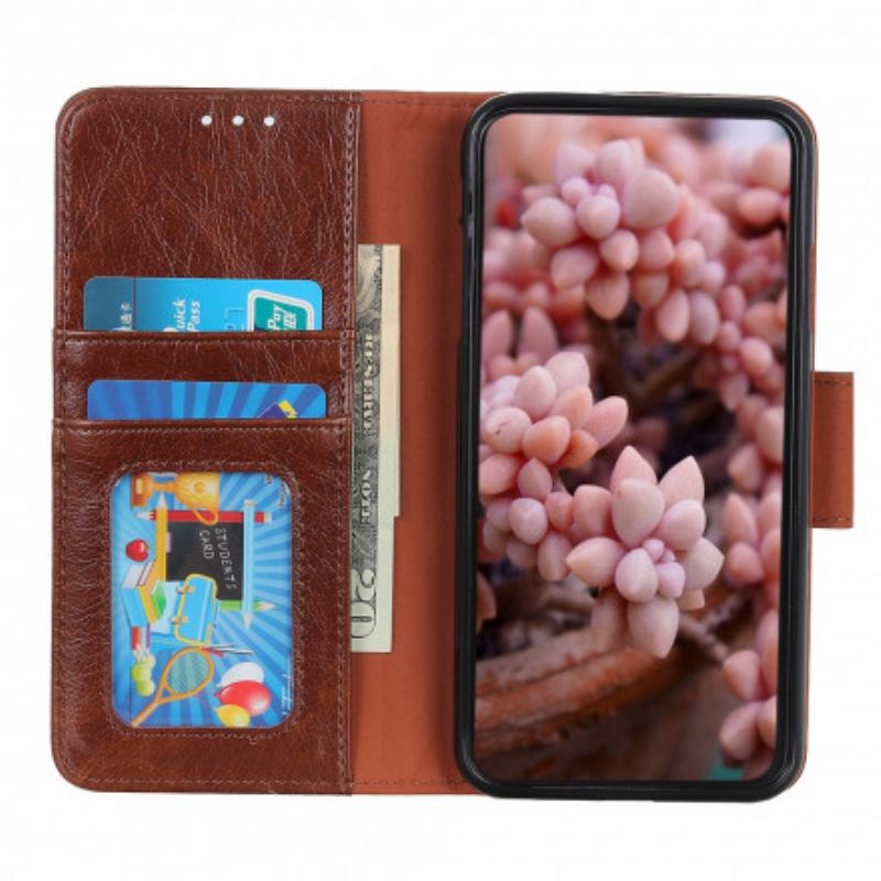 Etui Folio Do Moto G100 Dwoina Skóra Nappa