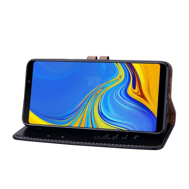 Etui Folio Samsung Galaxy A9 Czarny Efekt Skóry W Stylu Vintage Etui Ochronne