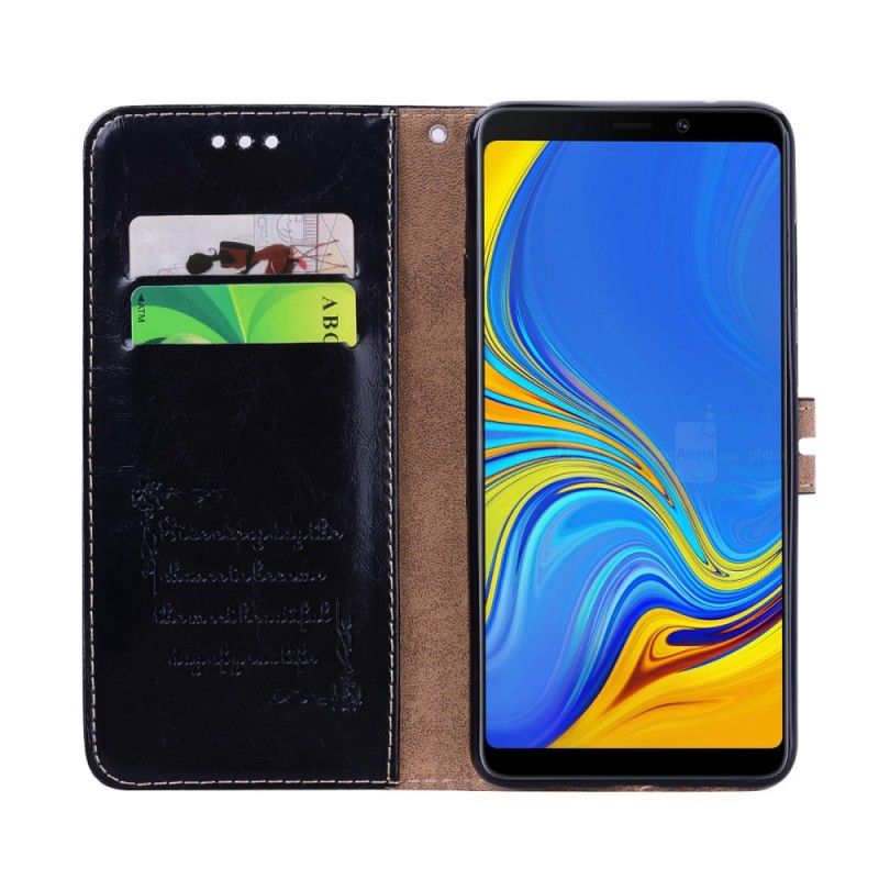 Etui Folio Samsung Galaxy A9 Czarny Efekt Skóry W Stylu Vintage Etui Ochronne