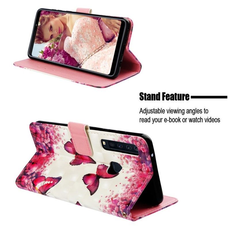 Etui Folio Samsung Galaxy A9 Czerwone Motyle