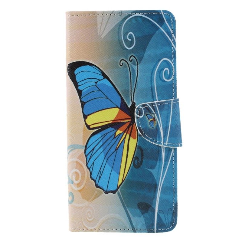 Etui Folio Samsung Galaxy A9 Fioletowy Jasnoniebieski Motyle I Kwiaty Etui Ochronne