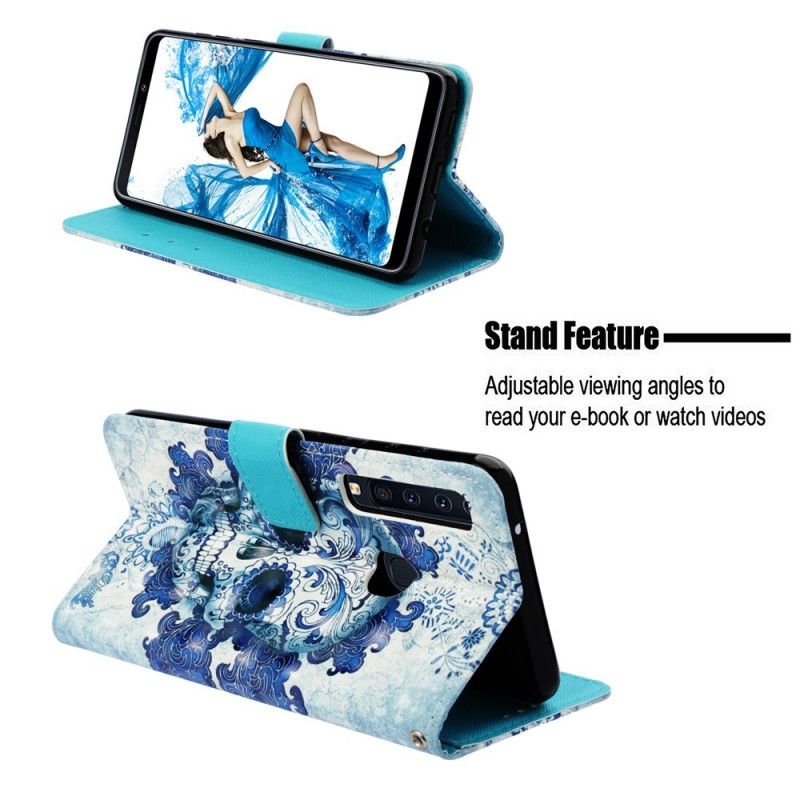 Etui Folio Samsung Galaxy A9 Niebieska Czaszka Etui Ochronne